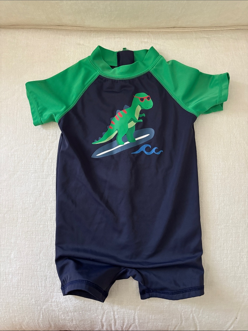 Gymboree Navy and Green Dino Surf Short Sleeve Rashguard